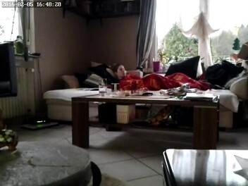 Spy Cam Catches Her Masturbating - Caught my wife Masturbating under blanked with her nev Dildo. Caught her on  my spycam. She has no idea.